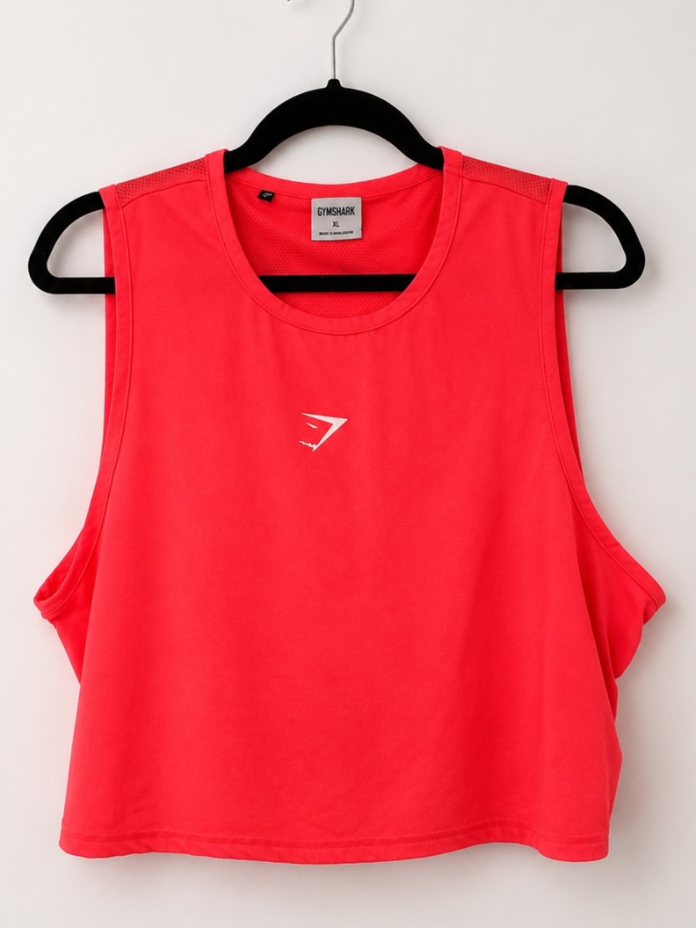 Gymshark Neon Coral Red Mesh Cropped Workout Tank Top XL